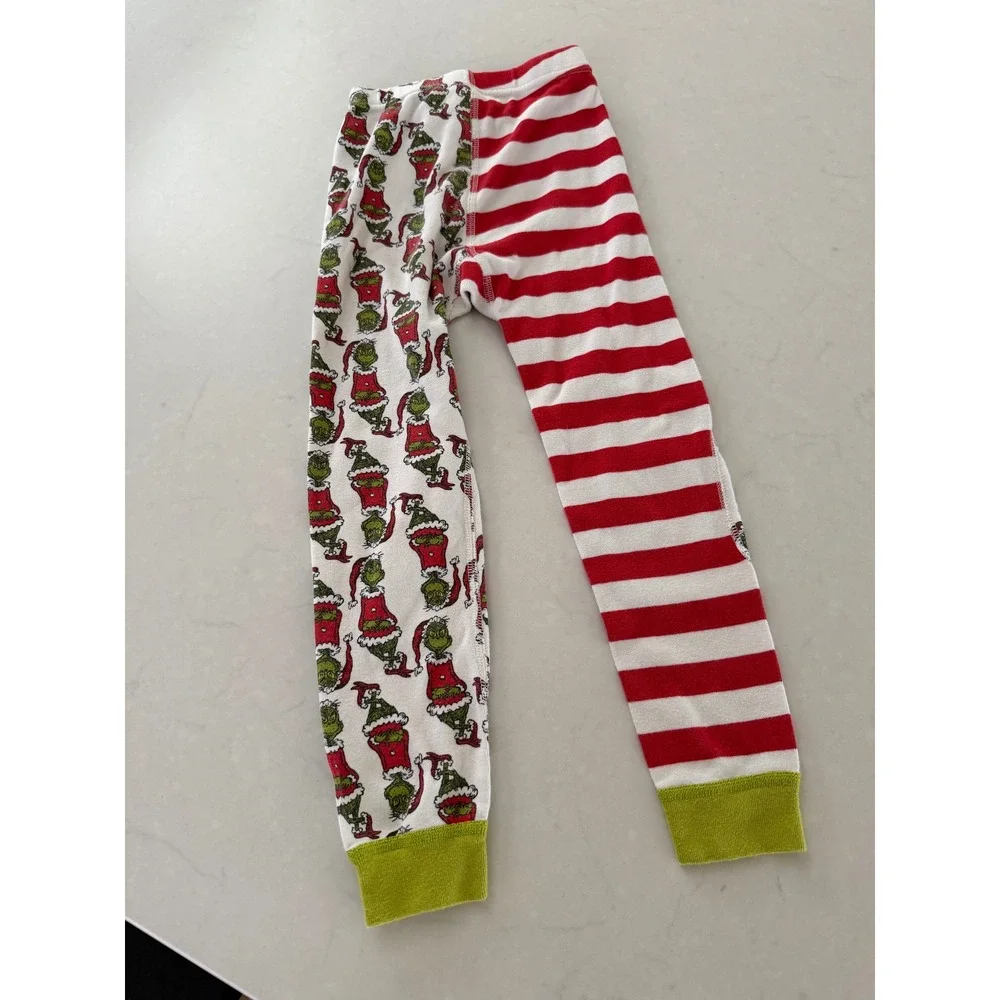 Hanna Andersson Grinch Organic Cotton Pajama Pants Red White Stripe Kids Size 5